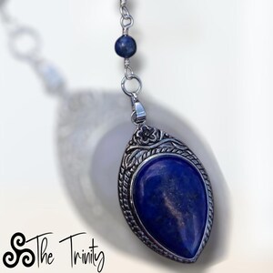 Lapis Pendulum: Silver Tone Chain Divination Tool