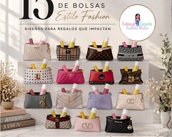 15 Designer Inspired Bag Templates | Printable Gift Bags | Cricut Ready PNG | Luxury Purse Bundle | Luxury Bags to Print