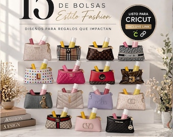 15 Designer Inspired Bag Templates | Printable Gift Bags | Cricut Ready PNG | Luxury Purse Bundle | Bolsas de Lujo para Imprimir