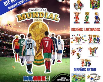 World Cup 2026 PNG Bundle, World Cup 2026 Designs for DTF T-shirts, Retro Soccer Mascot Clipart, Football Sublimation Download