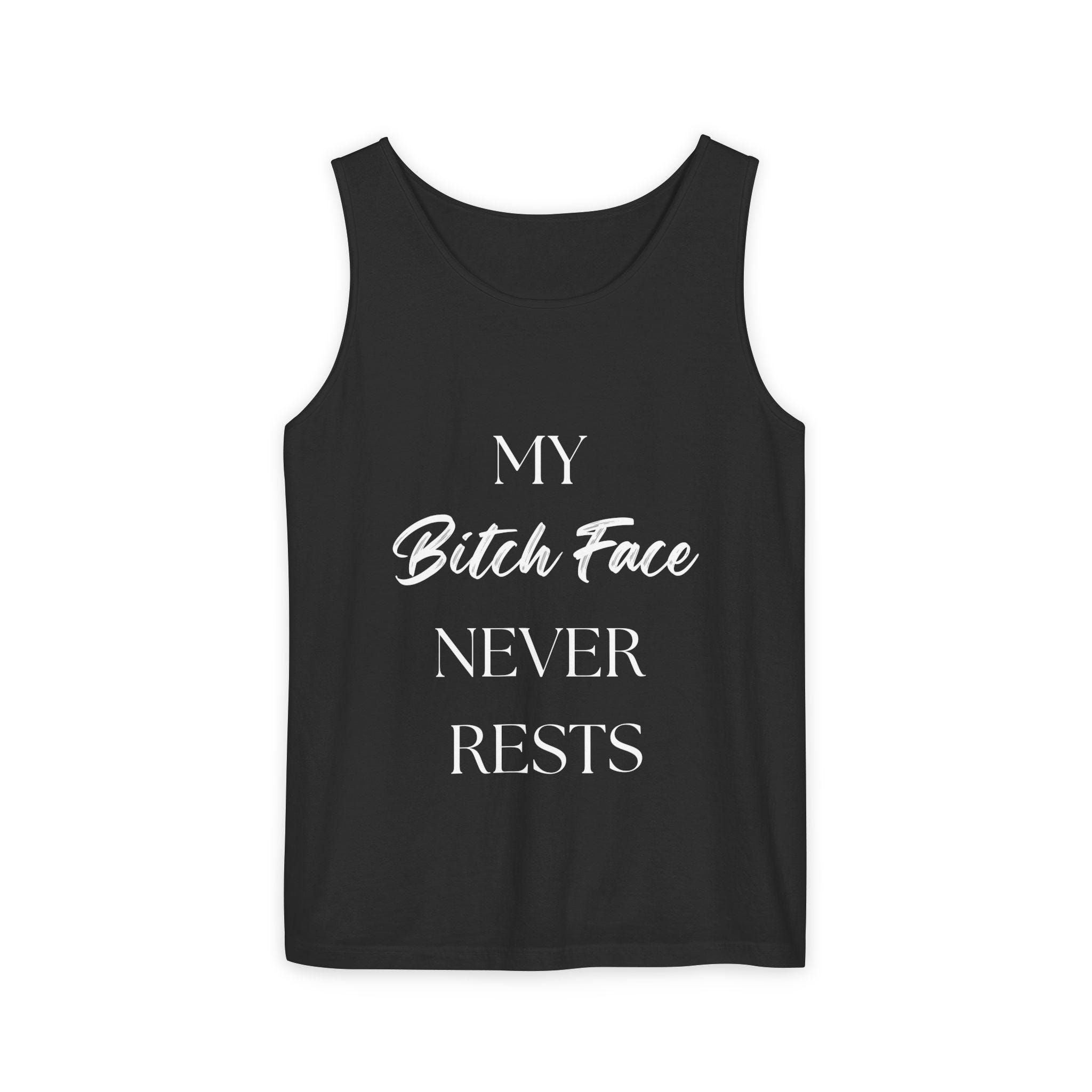 Women's "Resting Beach Face" Tank Top - Sleeveless Racerback, Cotton Blend, Funny Summer Cami (Red, XL)