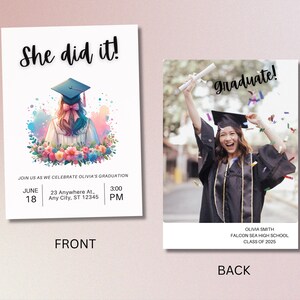 Graduation invitation. Digital graduation invitation. Graduation announcement.