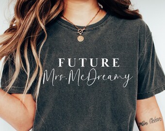 Camiseta personalizada para futura señora, ropa de novia con apellido personalizado, conjunto de compromiso.