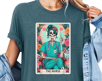 Tarot Nurse Tee | Funny Gothic Skeleton RN Shirt