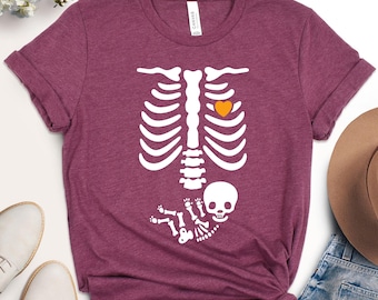 Skeleton Maternity Halloween Shirt: Funny Pregnancy Announcement Tee