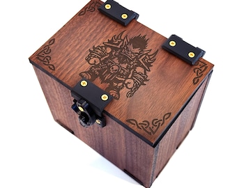 Pudełko na talie MTG: motyw orków, ponad 100 kart, tacka na kostki, ręcznie robione drewno orzechowe