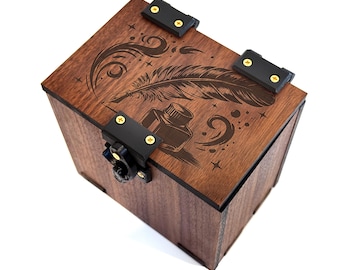 Lorcana Handmade Deck Box: 100+ Cards, Dice Tray, Enchanted Ink Theme