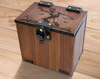 Wood MTG Deck Box, Zombie Theme