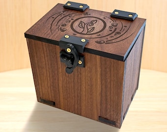 MTG-Deckbox aus Holz, Erdbeherrschungs-Thema, über 100 Karten in Hüllen, Würfelablage (ohne KI), inspiriert von Toph