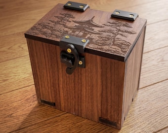 Pudełko na karty MTG: Ogród japoński, ponad 100 kart w koszulkach, kieszeń na żetony, kamigawa