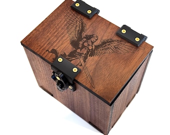 Pudełko na karty MTG: Motyw anioła, ponad 180 kart w koszulkach (bez kieszonki na kostki)