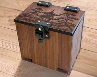 Wood MTG Deck Box, Japanese Garden Theme