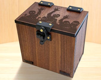 Handgefertigte MTG-Deckbox: Über 100 Karten, Würfelablage, Zombie-Friedhof-Thema (ohne KI)