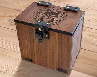 Wood MTG Deck Box, Fox Theme