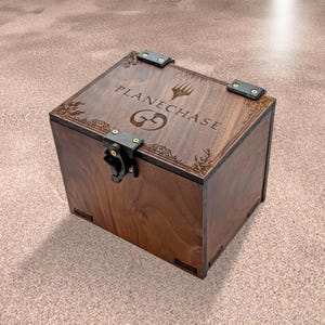 Planechase Deck Box, Oversize Plane Cards, Magic The Gathering, Walnut Wood, Hinge & Latch (No AI)
