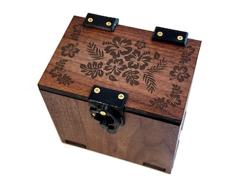 Lorcana Handmade Deck Box: 100+ Cards, Dice Tray, Aloha Tropical Flowers Theme