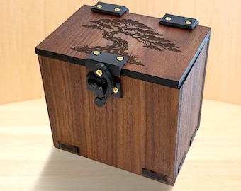 Handgefertigte MTG-Deckbox: Über 100 Karten, Würfelablage, japanisches Bonsai-Thema (ohne KI)