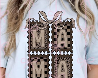 Mama cheetah brown checkered PNG digital download