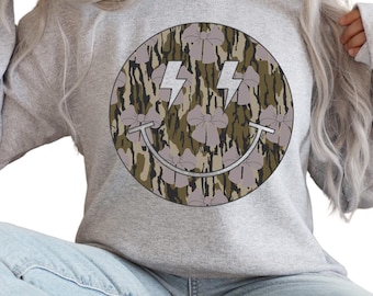 Smiley Face country/preppy camo PNG digital download