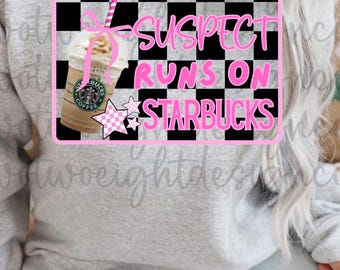 suspect runs on Starbucks PNG digital download