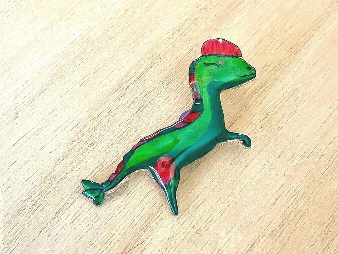 Rose Raptor | Handmade Shrink Plastic Pin | Dinosaur Plant - Etsy