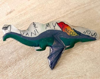 I Want My Tacos Now Dragon | Handmade shrink plastic pin | Tacos Dragon