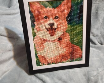Afgewerkte/ingelijste diamanten stippen – Corgi Dog