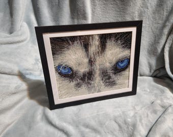 Afgewerkte/ingelijste diamanten stippen – Husky Dog Eyes