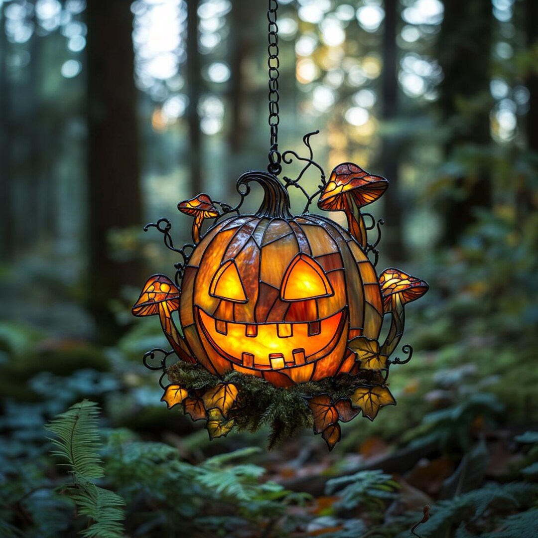 Halloween Suncatcher - Kürbis Fensterhänger Aus Gebeiztem Acryl