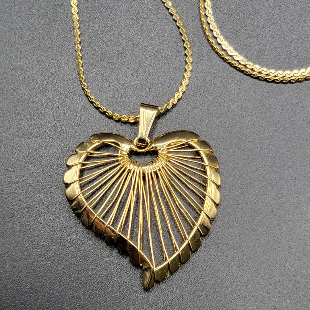 ゴールドトーン ハート型ペンダント ハート型オパールチェーンペンダントネックレス ゴールド 【スピード