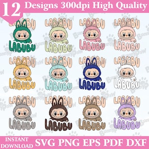 Labubu Svg Png, designs de Labubu para download digital
