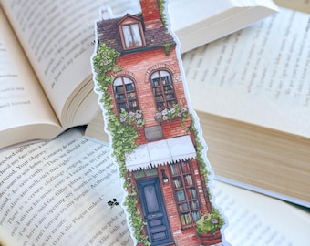 Cozy Bookshop Bookmark: Die-Cut Colored Pencil Art
