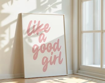 Impressão artística com tema literário - Pôster "Como uma boa menina" - Decoração para quarto rosa feminino
