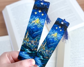 Stained Glass City of Stars Bookmark: Aluminum Fantasy Book Lover Gift
