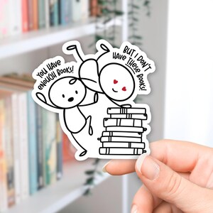 Funny Bookish Stick Figure Sticker - Waterproof Reader Gift image 1