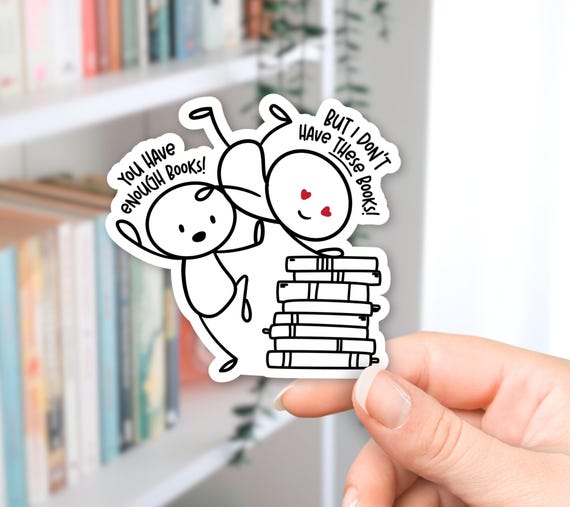 Funny Bookish Stick Figure Sticker - Waterproof Reader Gift