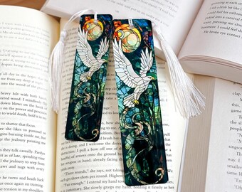 Stained Glass Hawk Bookmark: Aluminum Fantasy Art - Rowan