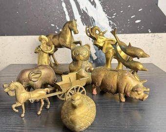 Vintage Brass Figurines Assorted Animal Sculptures Collectible Brass Figurine
