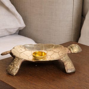 Vintage Brass Turtle Dish Decorative Bowl Tray 50s Vintage Home Office Decor Gift Idea for Wedding Birthday Anniversary Retirement