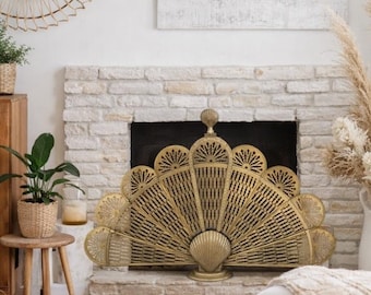 1950er Mid Century Hollywood1950er Vintage Mid Century Hollywood Shell Style Kamin Schirm Rost sehr gutem Zustand