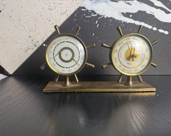 ビンテージ 航海用 Swift & Anderson デュアル気圧計/湿度計卓上型