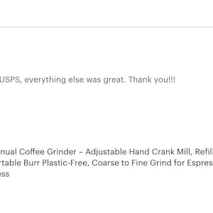May include: A manual coffee grinder with a hand crank. The grinder is black and cylindrical, with a refillable design. The text on the image says "Manual Coffee Grinder - Adjustable Hand Crank Mill, Refillable & Portable Burr Plastic-Free, Coarse to Fine Grind for Espresso, French Press."