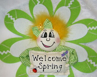 Welcome Spring Wall Hanging PinHead Happy Face(TM)