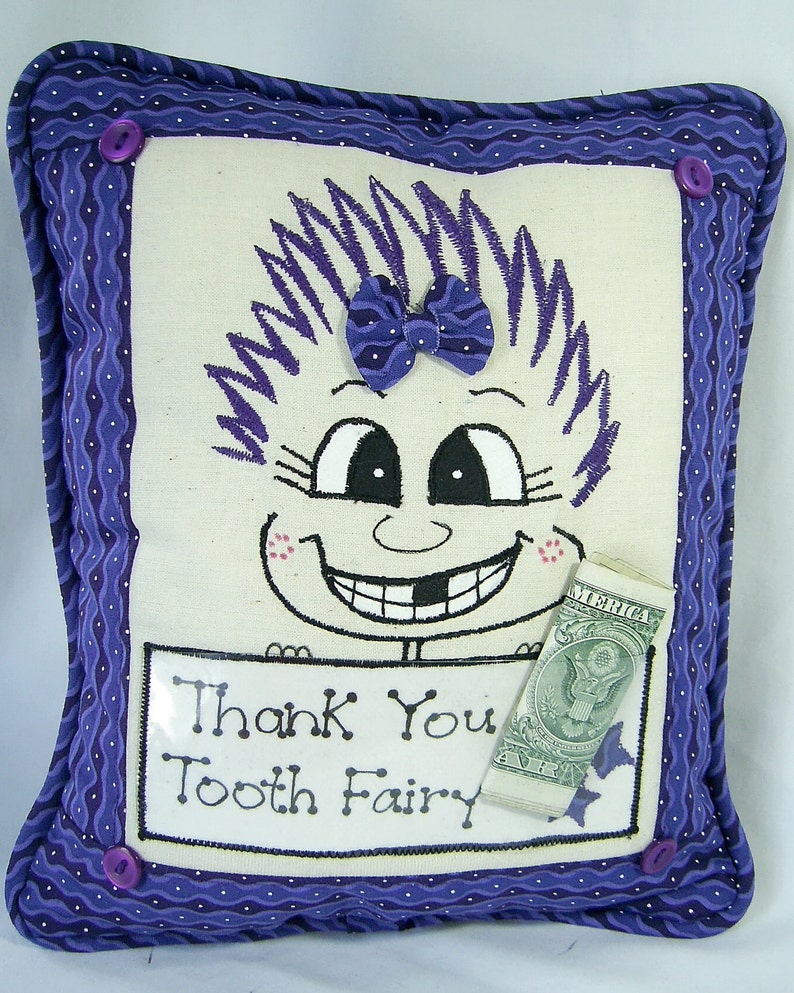 Tooth Fairy Pillow for Girl PinHead Happy FaceTM image 1