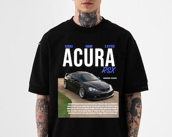 Acura RSX DC5 | Custom Car Portrait Design | K20 VTEC Specs Graphic Shirt | JDM Tuner Style Apparel | Gift for Boyfriend Car Lover