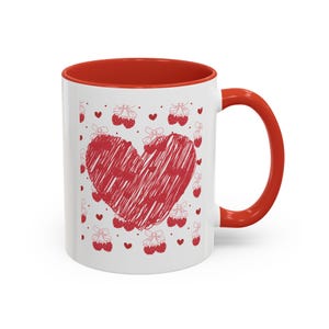 Heart Design Coffee Mug for Valentine’s Day, Cute Strawberry Lover’s Gift, Sweetheart Cup for Him & Her, Romantic Coffee Mug