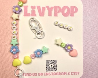 Personalized Bag Charm Kit-DIY Bag Charm-Kids Party Favor-Pastel Smiley Face