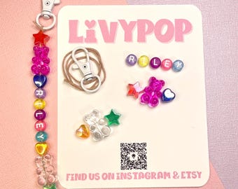 Personalized Bag Charm Kit-DIY Bag Charm-Kids Party Favor-Jewel Tones