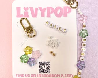 Personalized Bag Charm Kit-DIY Bag Charm-Kids Party Favor-Hibiscus