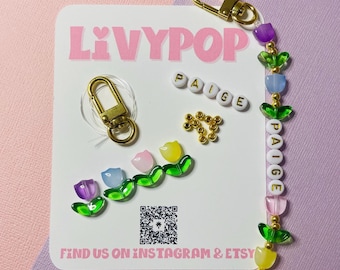 Personalized Bag Charm Kit-DIY Bag Charm-Kids Party Favor-Tulips